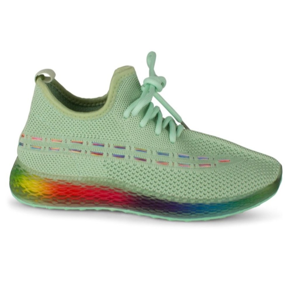 Wanted Women's Streak Knit Round Toe Sneakers in Light Green 8.5M